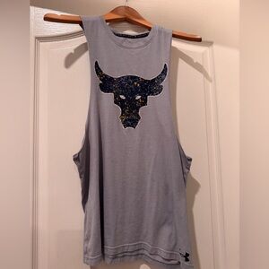 Men’s Under Armour Project Rock Grey/blue sleeveless tank top